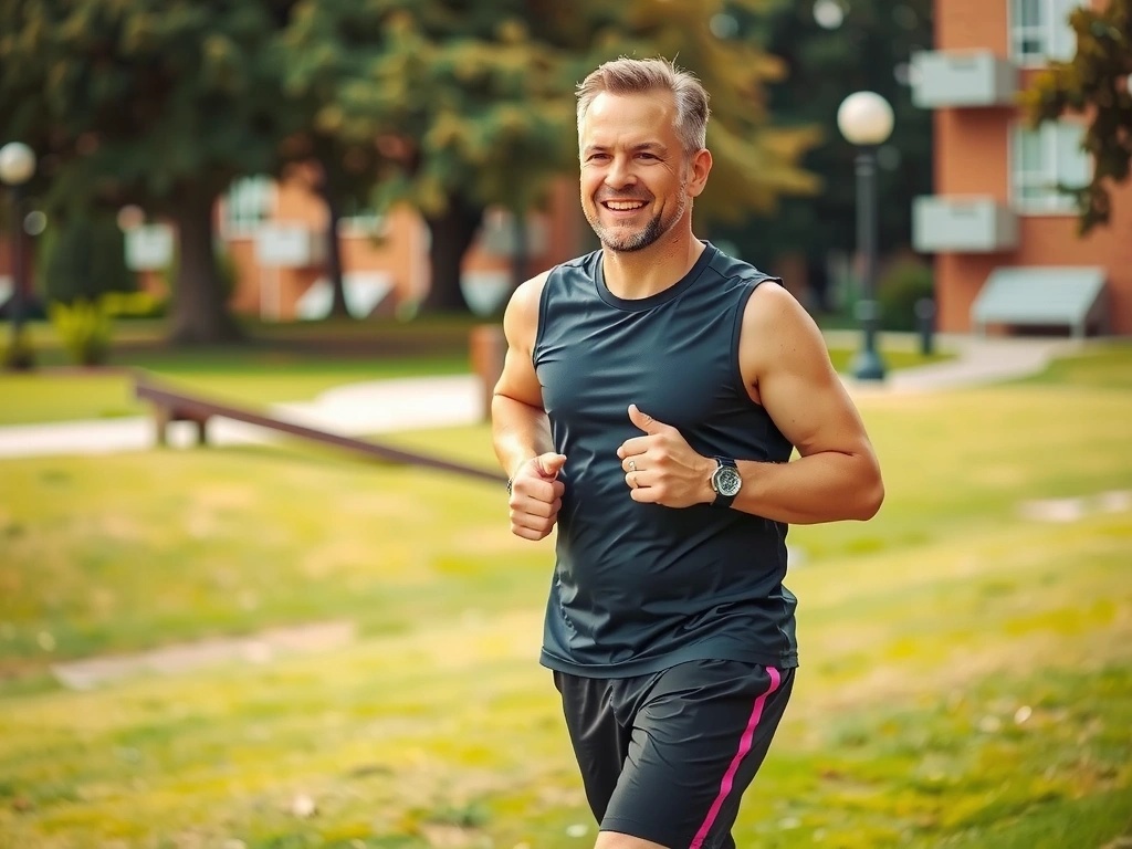Man engaging in healthy activities, looking vibrant and strong, symbolizing men's health and vitality